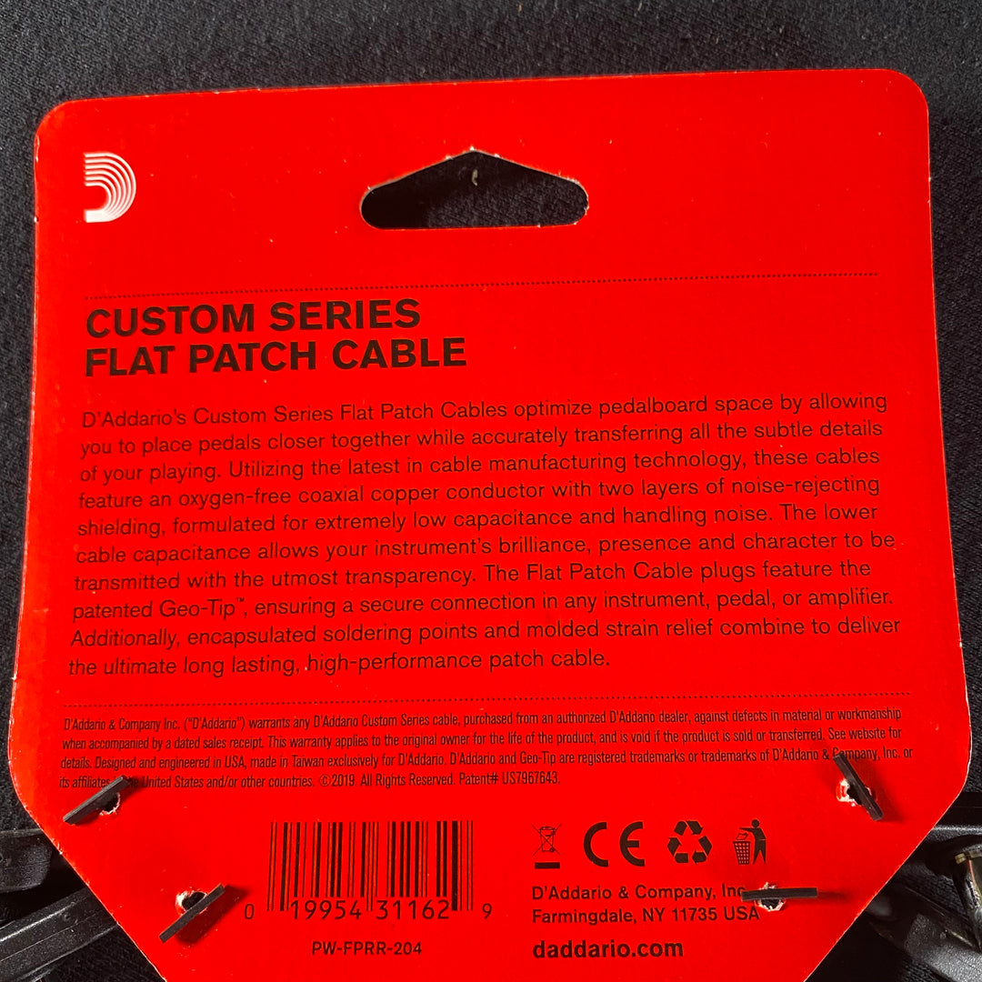 D’Addario 4” Twin Pack Flat Patch Cable