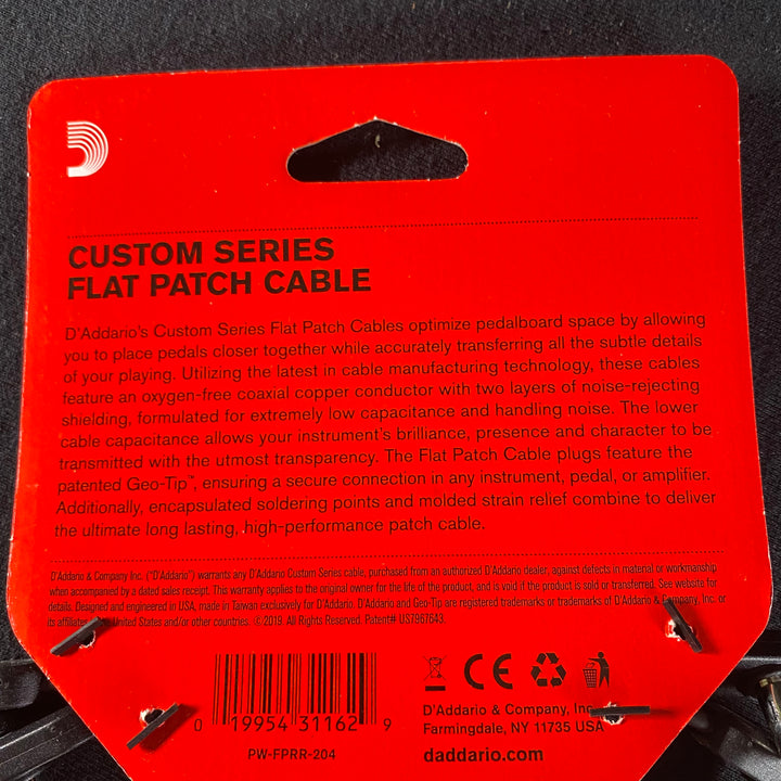 D’Addario 4” Twin Pack Flat Patch Cable