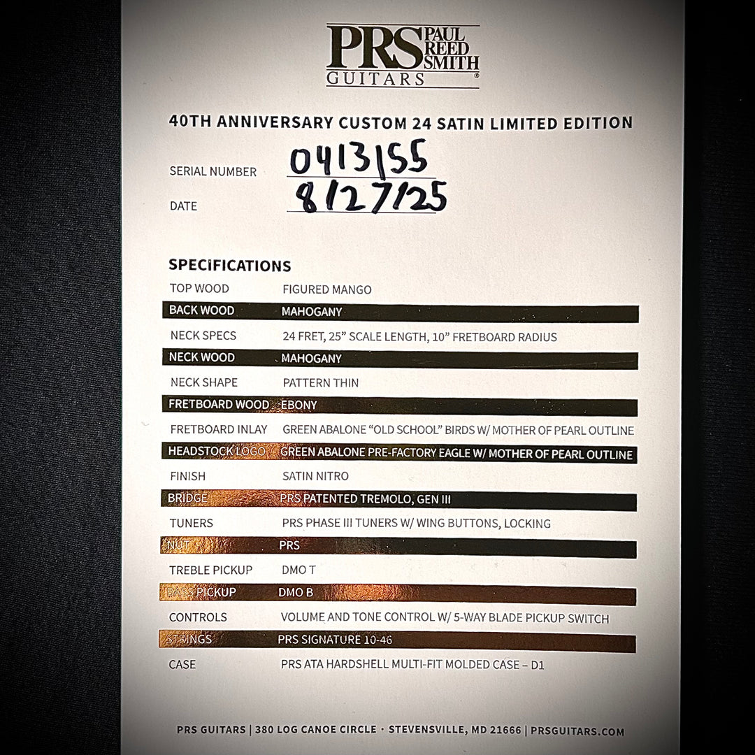 PRS Custom 24 Satin 40th Anniversary