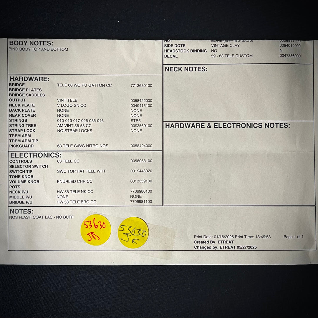 Fender Custom Shop '60 Custom Telecaster