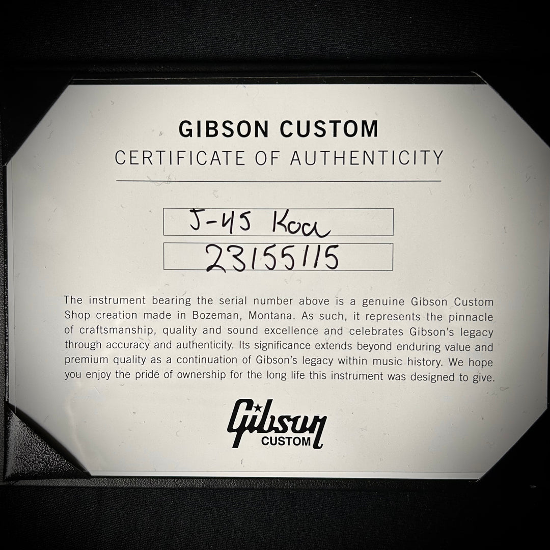 Gibson J-45 KOA/Carpathian Spruce - Honeyburst