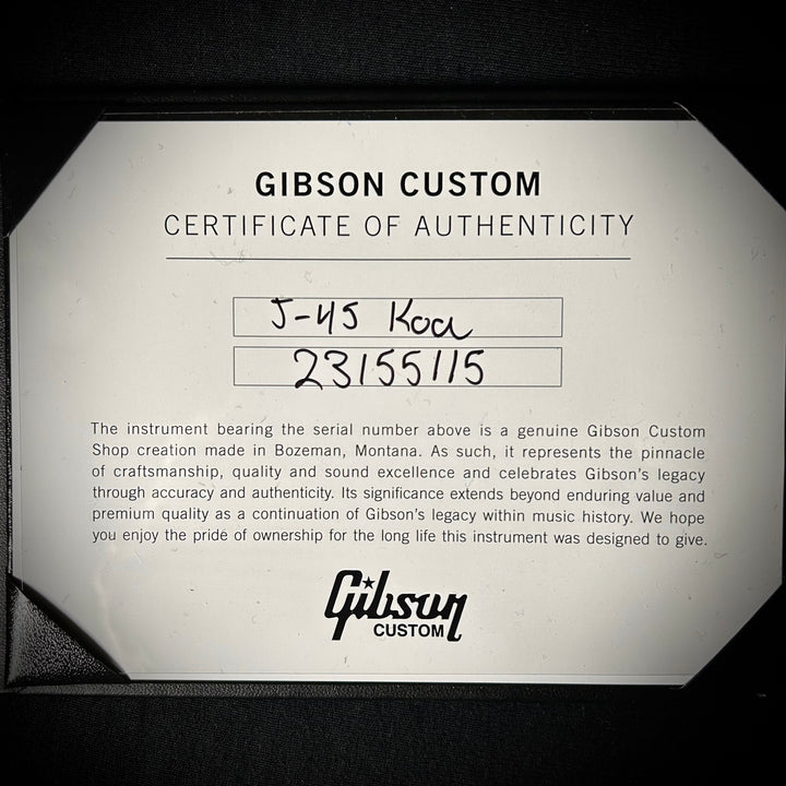 Gibson J-45 KOA/Carpathian Spruce - Honeyburst