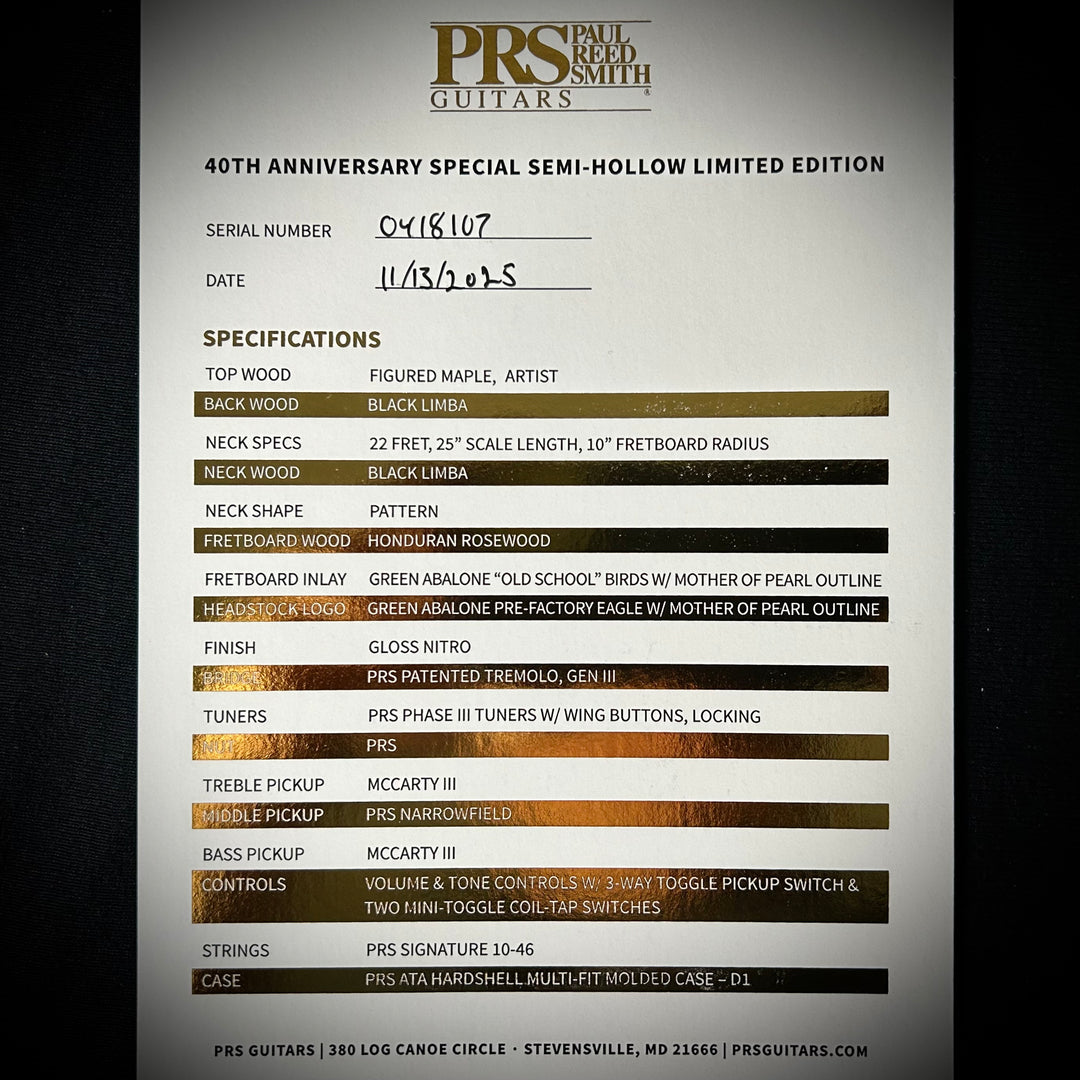 PRS 40th Anniversary Limited Special Semi-Hollow