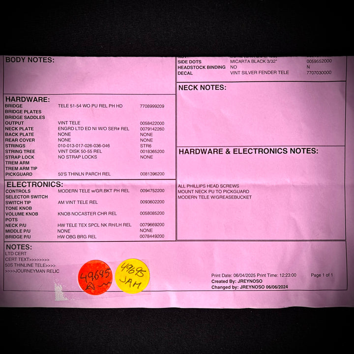 Fender Custom Shop '50s Telecaster Thinline - Journeyman Aged