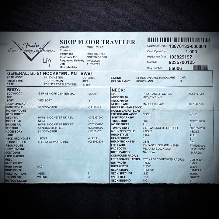 Fender Custom Shop ‘51 Nocaster | Journeyman Relic