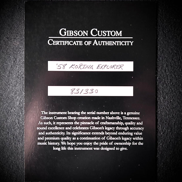 Gibson Custom Shop 1958 Korina Explorer Reissue (White Pickguard)