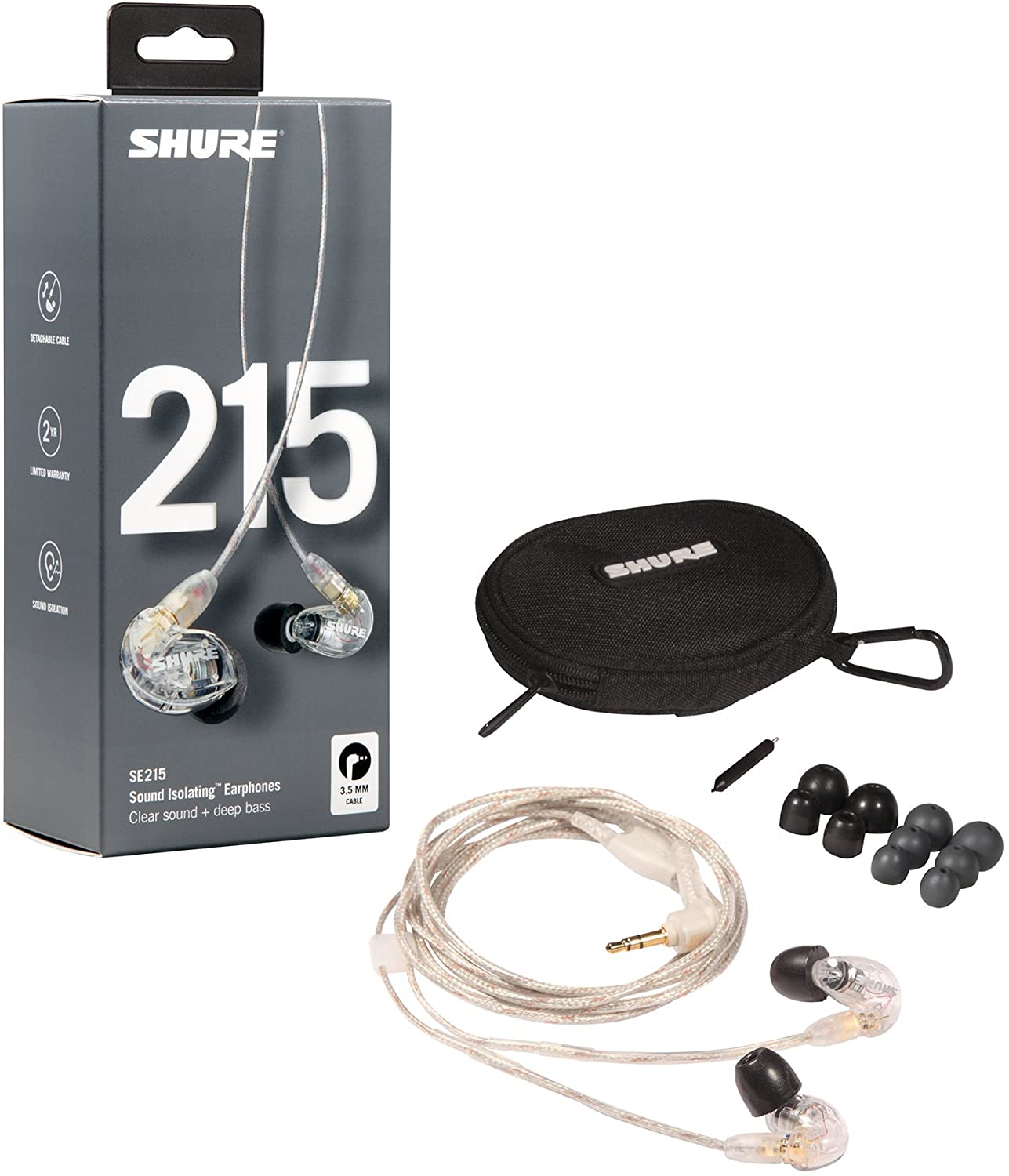 Shure SE215 Sound Isolating Earphones Clear – Music Villa MT