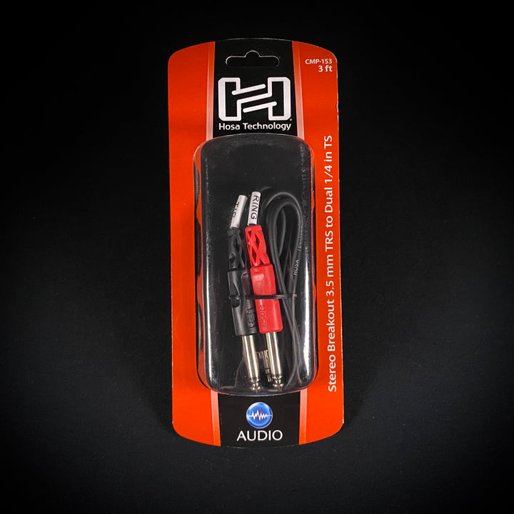 Hosa CMP-153 Stereo Breakout 3.5 mm TRS to Dual 1/4 in TS 3'