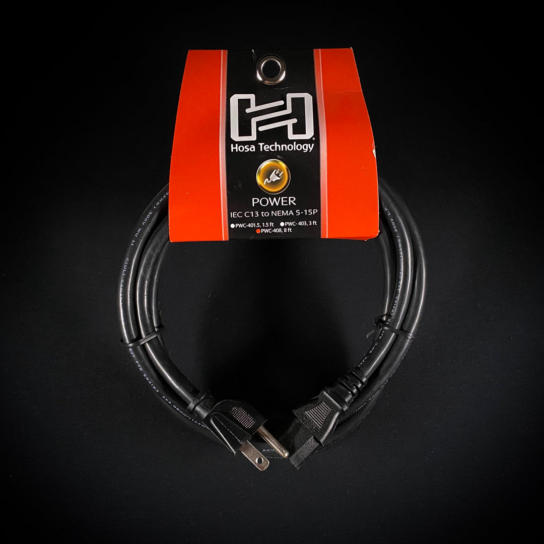Hosa PWC-408 Power Cord 18 AWG, IEC C13 to NEMA 5-15P 8'