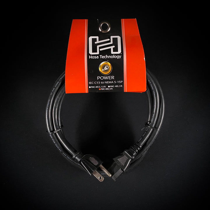 Hosa PWC-408 Power Cord 18 AWG, IEC C13 to NEMA 5-15P 8'