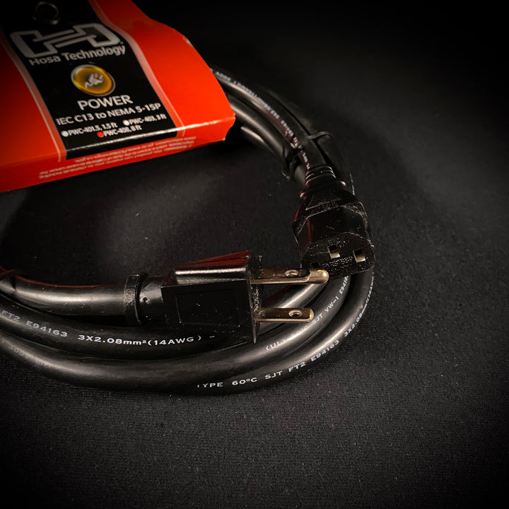 Hosa PWC-408 Power Cord 18 AWG, IEC C13 to NEMA 5-15P 8'