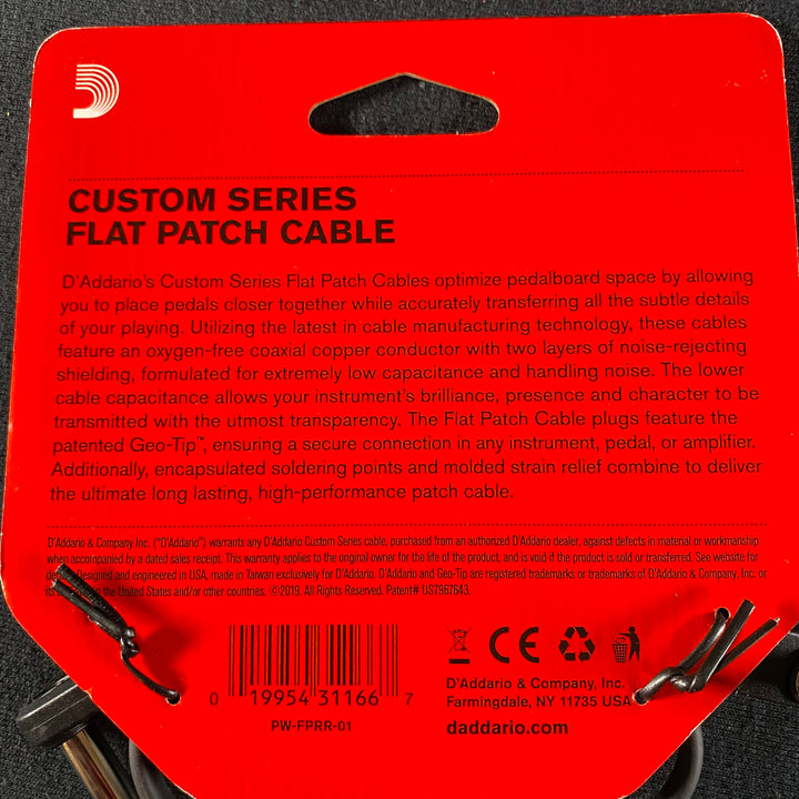 D’Addario 1’ Flat Patch Cable