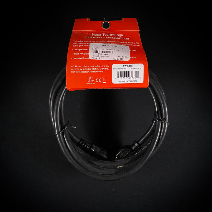 Hosa PWC-408 Power Cord 18 AWG, IEC C13 to NEMA 5-15P 8'