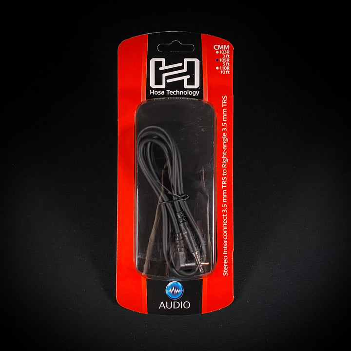 Hosa CMM-105R Stereo Interconnect 3.5 mm TRS to Right-angle 3.5 mm TRS 5'